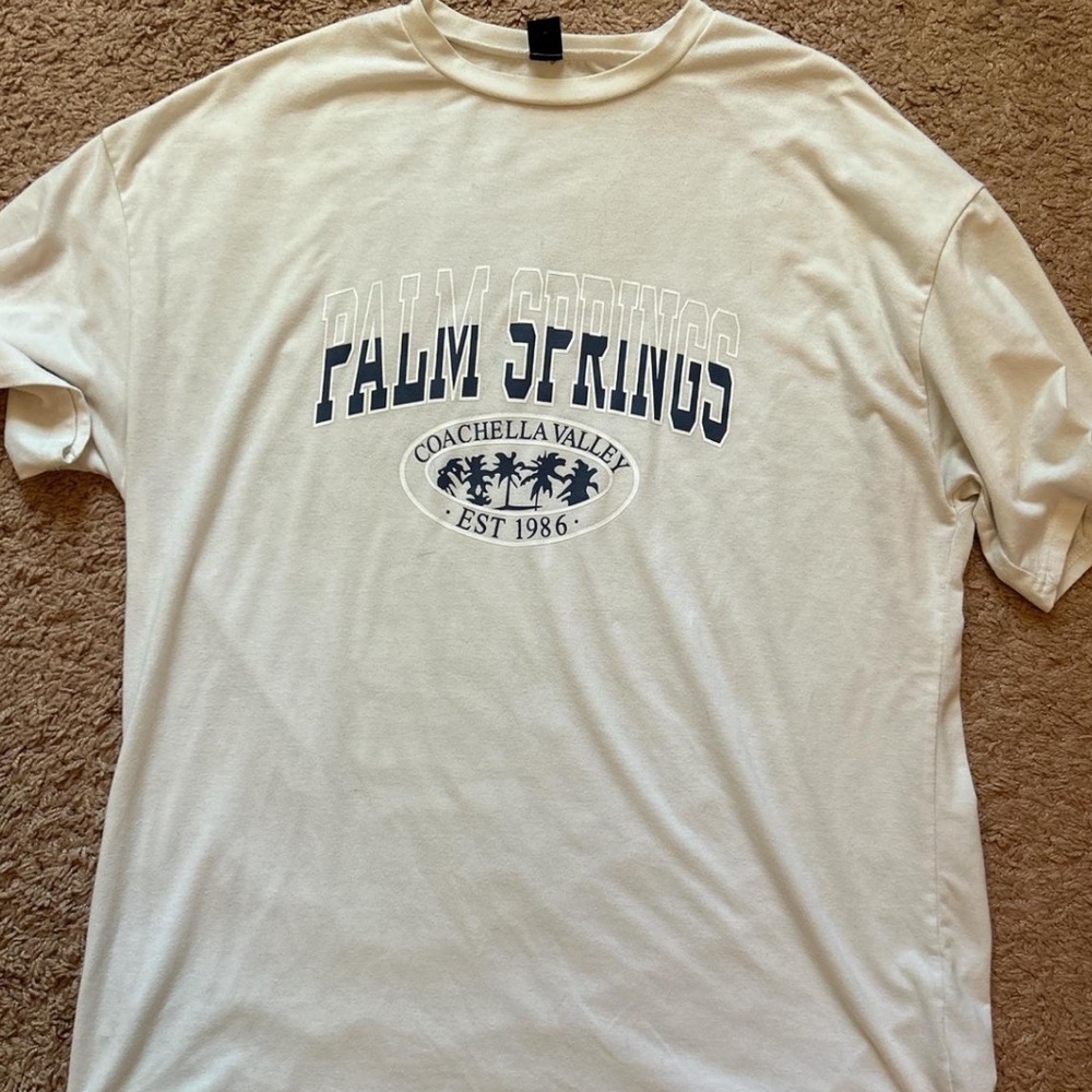 SHEIN Cream Palm Springs Tee